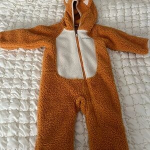 Columbia Orange and White Sherpa Footies with Hood